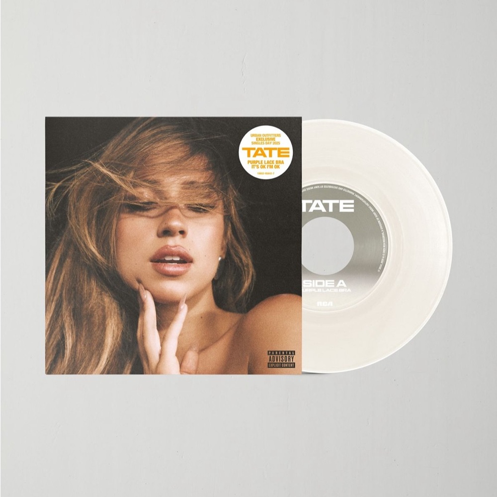 NEW Tate McRae UO Purple lace bra / It’s ok I’m ok 7” Opaque White Vinyl